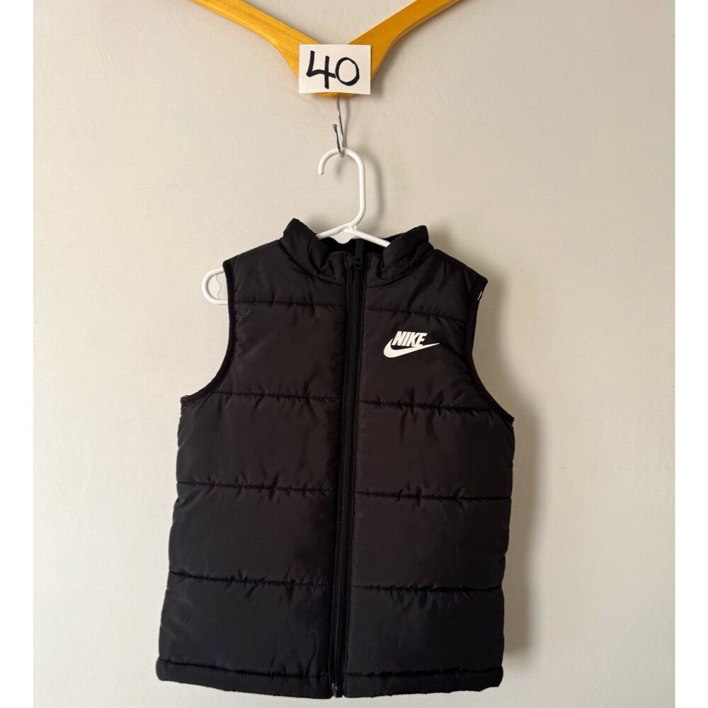 Nike Kids Puffer Vest Black Full Zip L 6-7 Years Insulated Logo